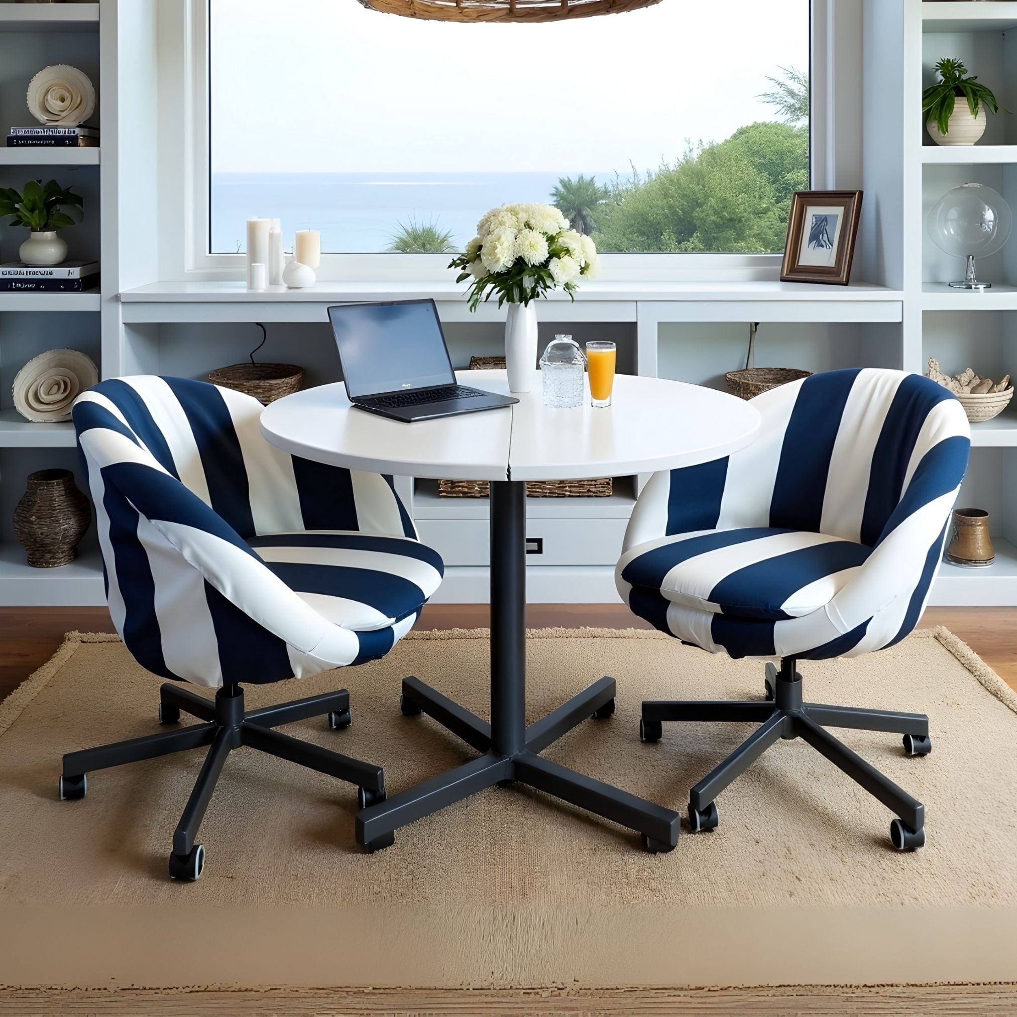 Rockin Cushions IKEA Skruvsta Navy Blue Cabana Stripe Slip Cover, Compatible with IKEA SKRUVSTA